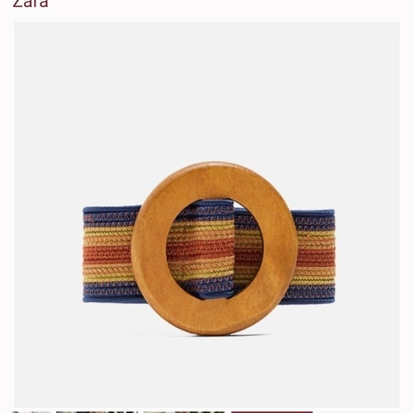 Zara colorful belt with wood buckle. Size 80 - Picture 3 of 13